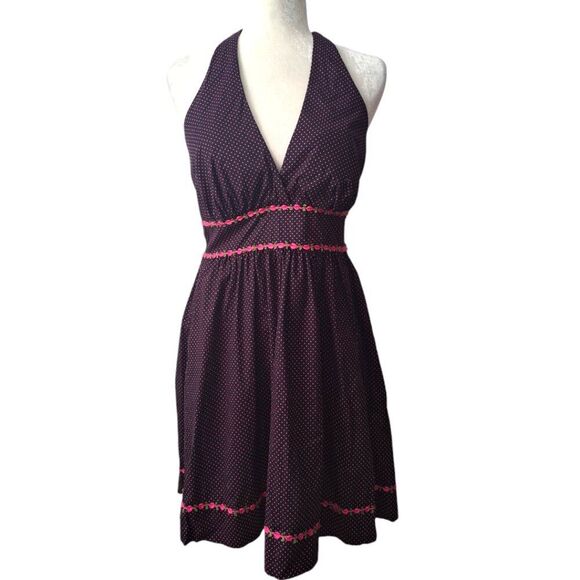 Speechless Y2K Women's Black Pink Polka dot Halter Dress Sz 11 - Picture 3 of 9